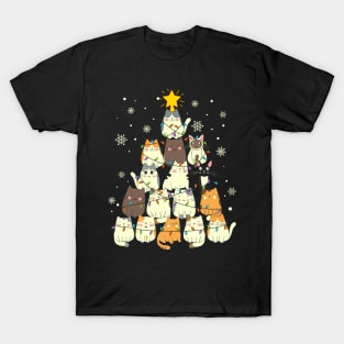 Funny Cats Christmas Tree T-Shirt